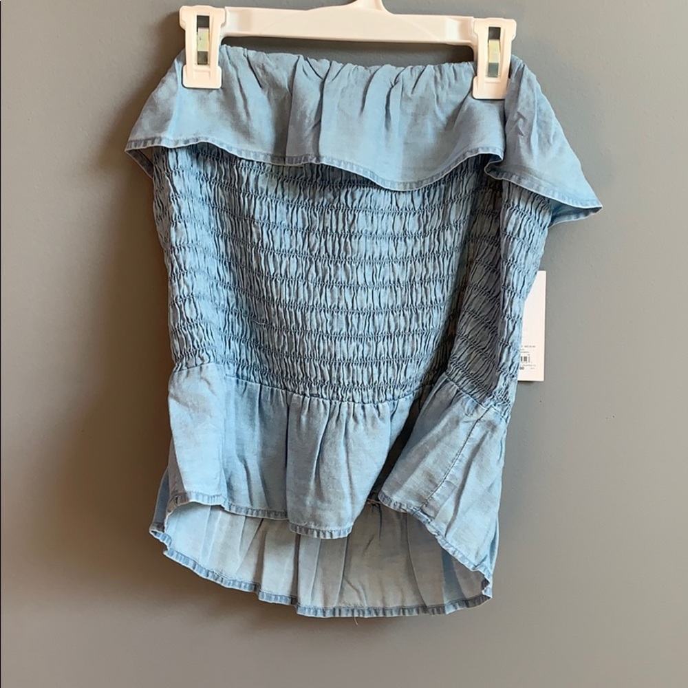 Blue ruffled Tube top